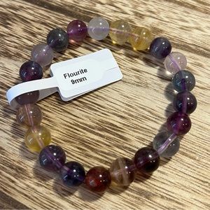9mm Flourite Natural Healing Crystal Stretch Bracelet